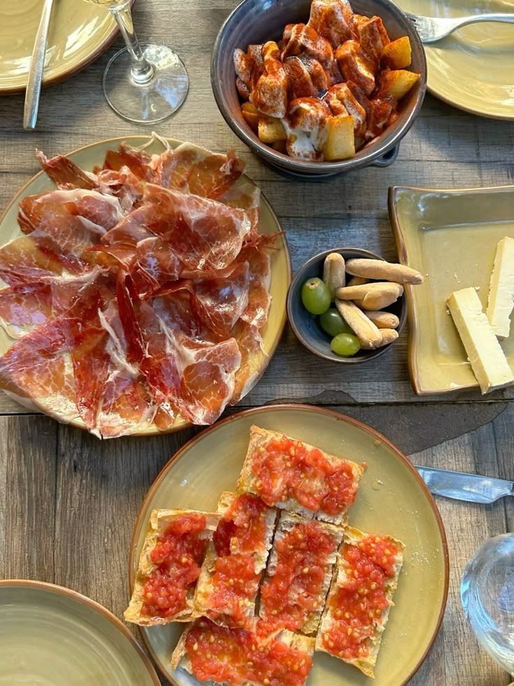 Spanish ham and tapas on the table