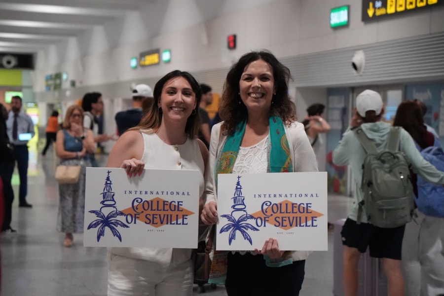 ICS staff welcoming students at the airport