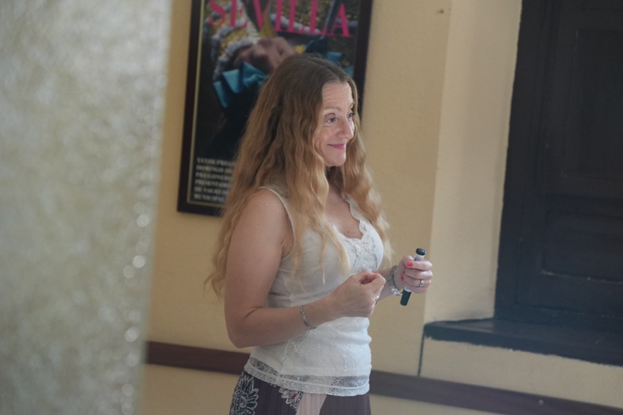 ICS staff supporting a student on campus